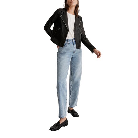 Madewell The Washed Black Leather Motorcycle Jacket Size S - Picture 1 of 5